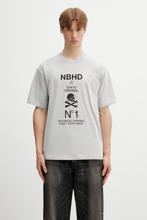 Neighborhood T-shirt męski bawełniany szary 261PCNH.ST08