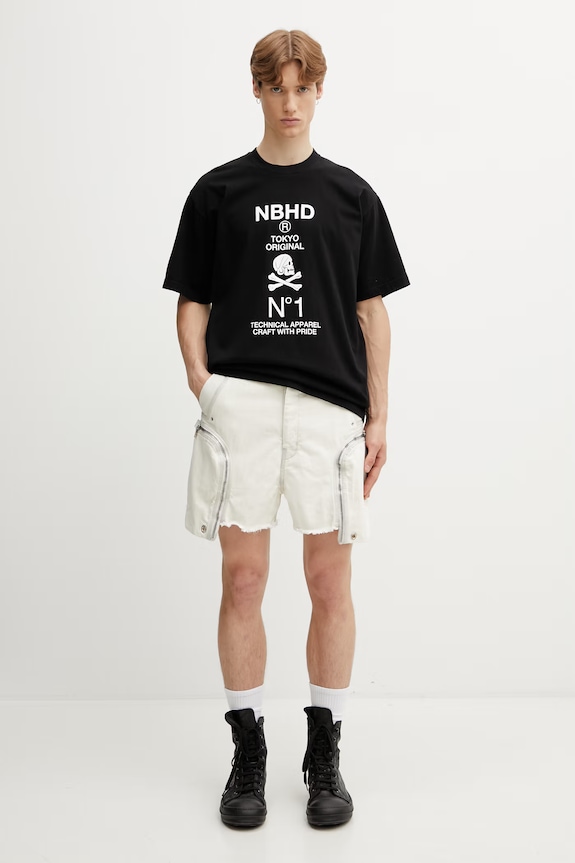 Neighborhood T-shirt bawełniany męski 261PCNH.ST08 czarny
