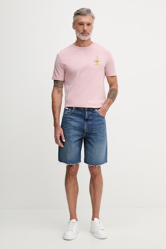 United Colors of Benetton tricou bărbătesc din bumbac 3MI5U10BL roz SS26