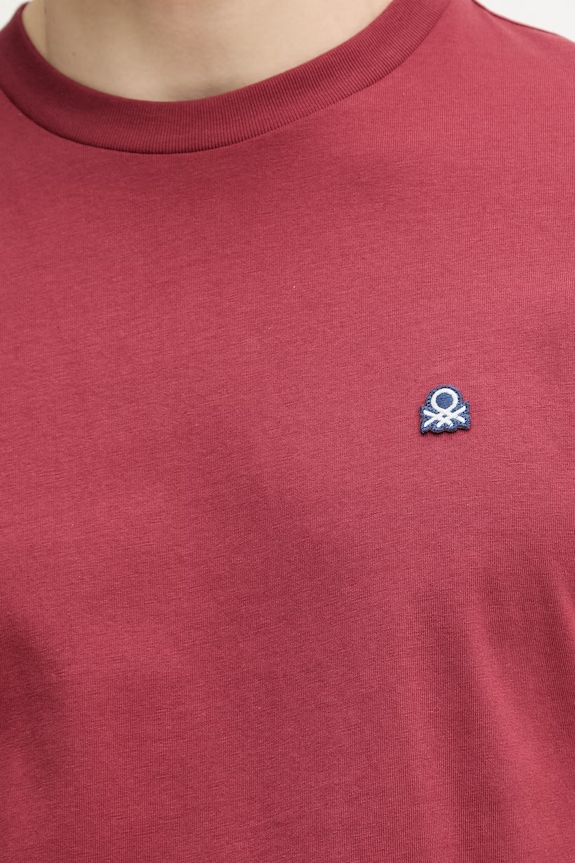 United Colors of Benetton T-shirt męski bawełniany 3MI5J1AF7. bordowy
