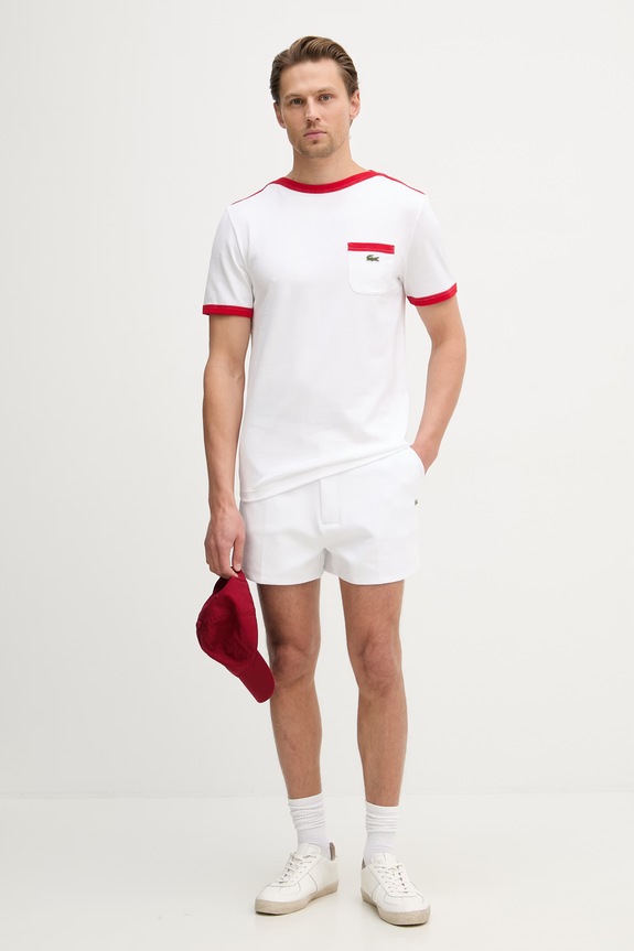 Lacoste T-shirt męski bawełniany TH1789 biały SS26