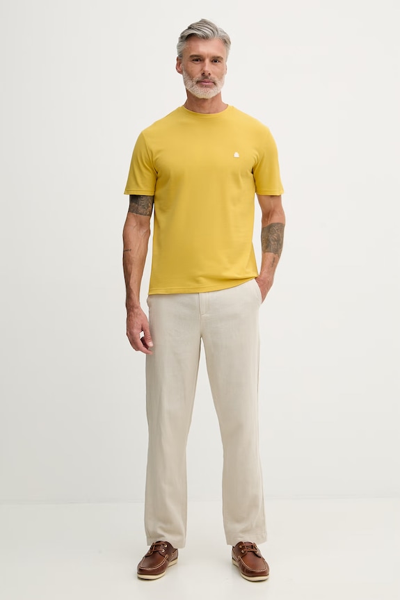 United Colors of Benetton t-shirt férfi pamut 3YESU1AF7 sárga SS26