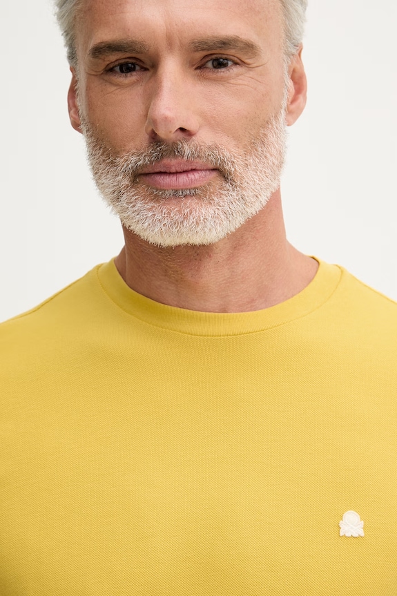 United Colors of Benetton T-shirt da uomo in cotone giallo 3YESU1AF7