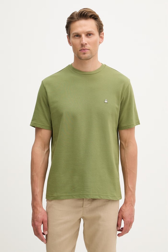 United Colors of Benetton t-shirt ανδρικό βαμβακερό πράσινο 3YESU1AF7