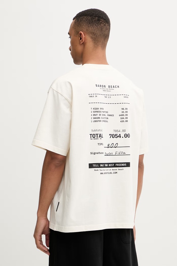 Baron Filou T-shirt męski bawełniany BARON BEACH BILL beżowy 000015025