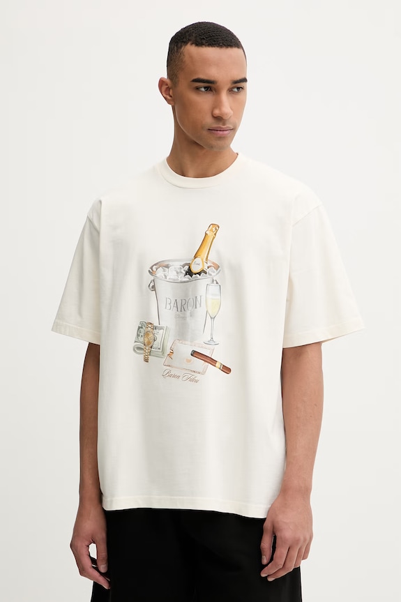 Odzież Baron Filou T-shirt męski bawełniany BARON BEACH BILL 000015025 beżowy