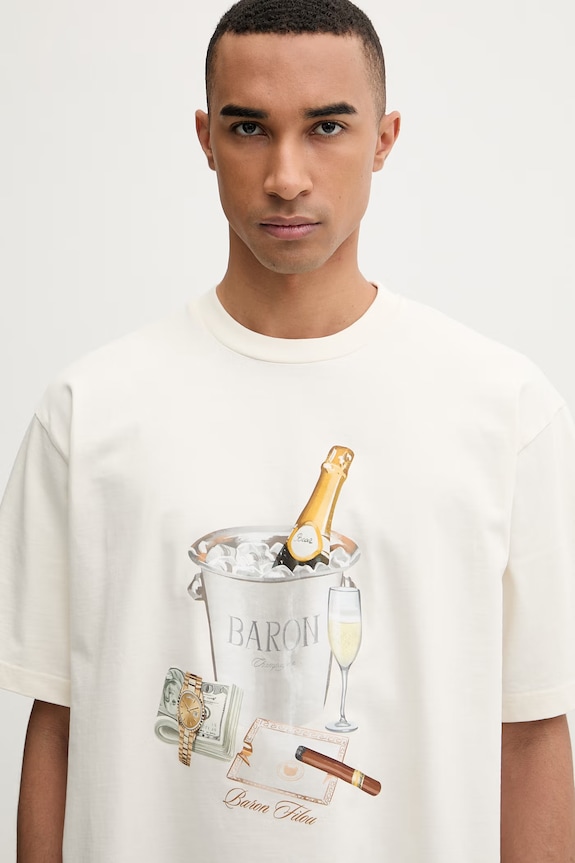 Baron Filou T-shirt męski bawełniany BARON BEACH BILL beżowy 000015025