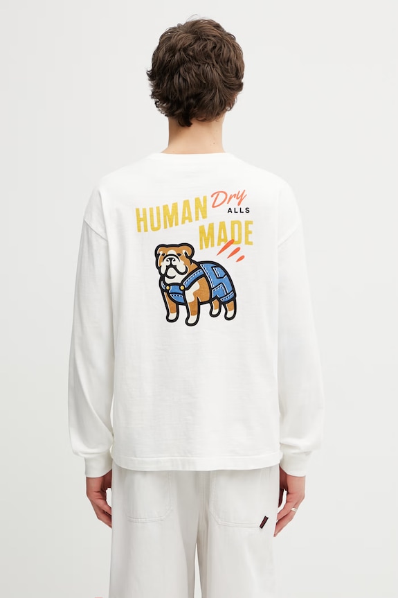 Human Made блуза с дълги ръкави от памук мъжка бял HM31CS037