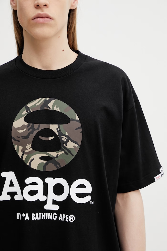 AAPE T-shirt cotton Men's black AAPTEM1640XXQ