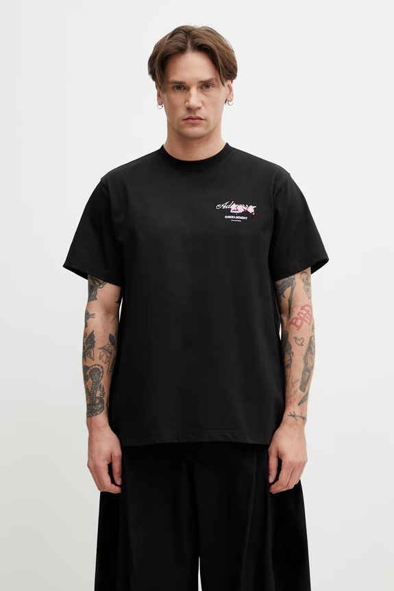 Ader Error Men's T-shirt with cotton black BP01SSTS0104BK