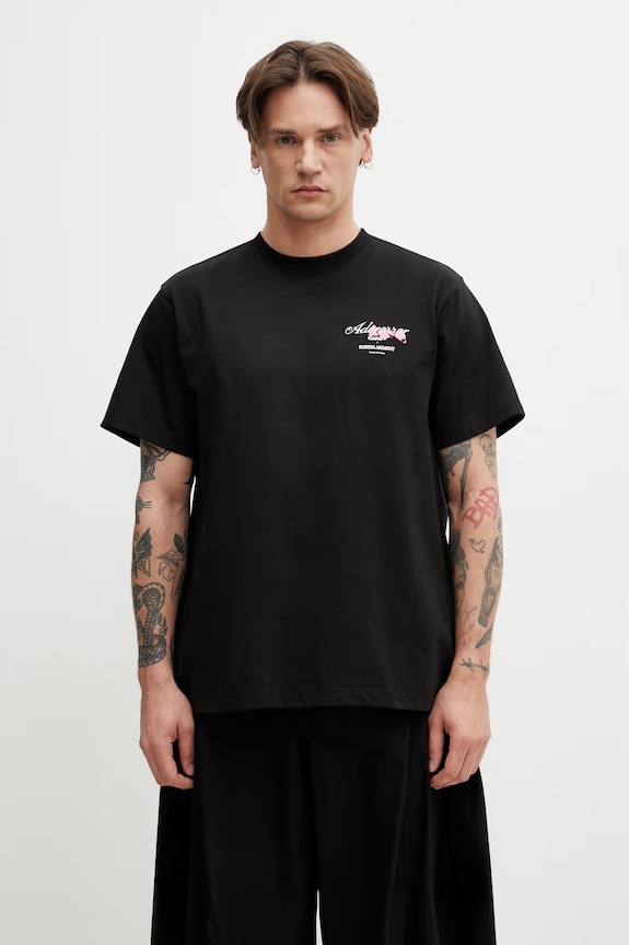 Ader Error Men's T-shirt with cotton black BP01SSTS0104BK
