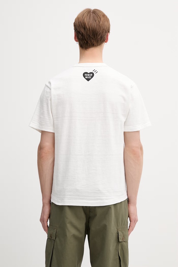 Odzież Human Made T-shirt bawełniany męski HM31TE008 biały