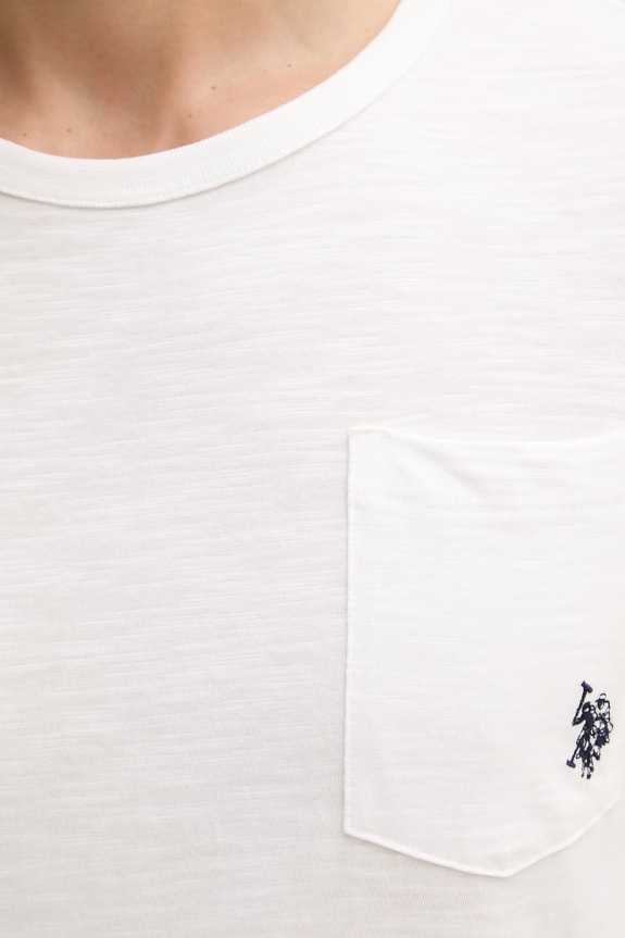 U.S. Polo Assn. tričko pánske bavlnené Slub Pocket biela MUP4639