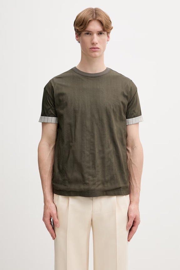 Odzież Andersson Bell Overlay Roll-up Cuffs T-shirt męski atb1543m zielony