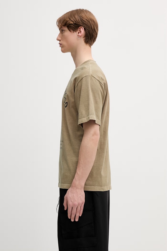 Neighborhood T-shirt bawełniany męski 261PCNH.ST11 zielony SS26