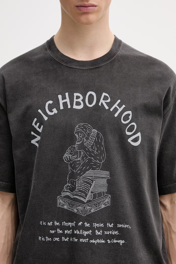 Neighborhood T-shirt bawełniany męski czarny 261PCNH.ST11