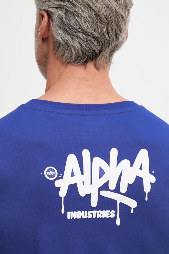 Alpha Industries tričko pánske bavlnené Signature 266554 modrá