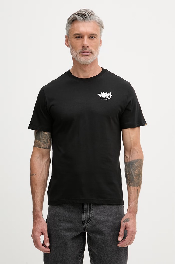 Oblečenie Alpha Industries tričko pánske bavlnené Signature 266554 čierna