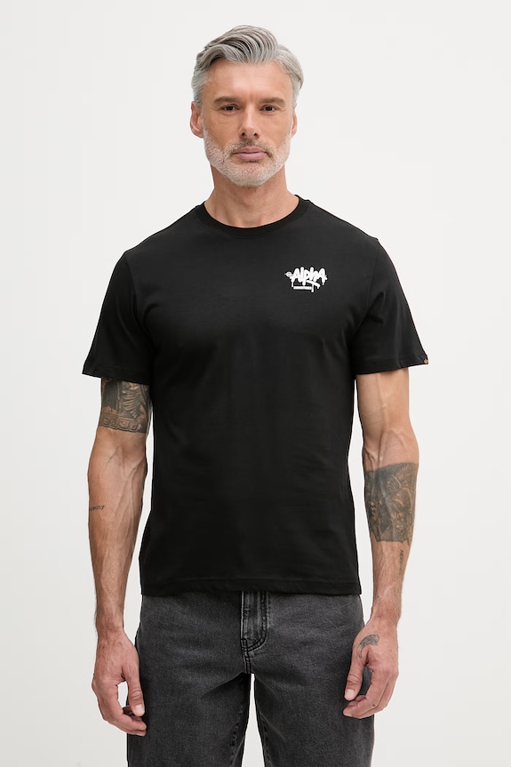Oblečenie Alpha Industries tričko pánske bavlnené Signature 266554 čierna