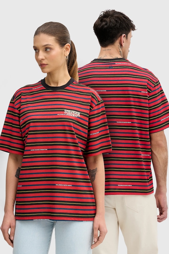 Хлопковая футболка United Colors of Benetton x Stranger Things хлопок красный 3LQMU10BC