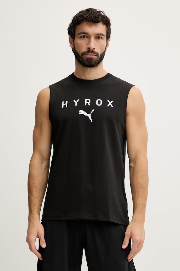Puma t-shirt treningowy bawełniany Cutoff tank HYROX czarny 527176