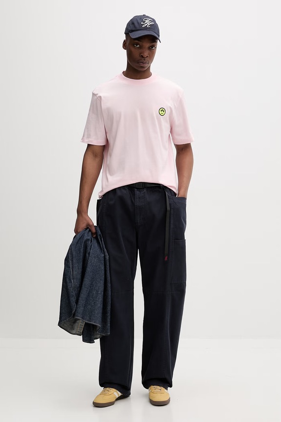 Barrow T-shirt bawełniany S6BWUATH003 różowy SS26