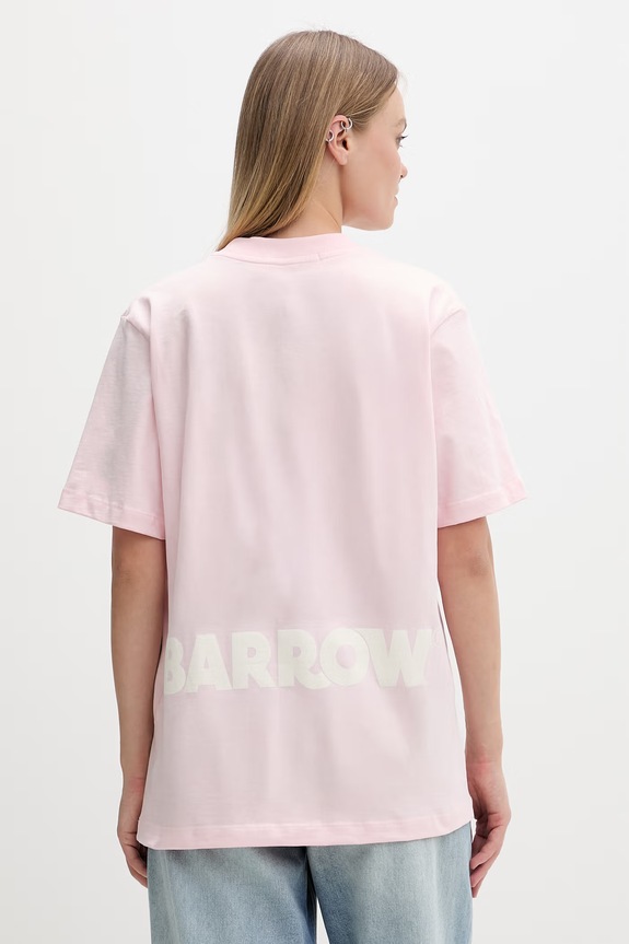 Barrow T-shirt bawełniany S6BWUATH003 różowy
