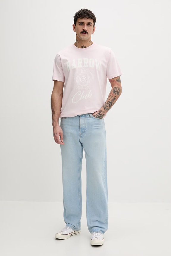 Barrow T-shirt bawełniany S6BWUATH019 różowy SS26