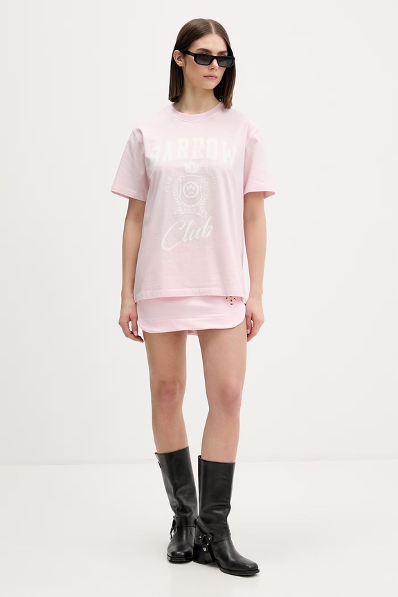 Odzież Barrow T-shirt bawełniany S6BWUATH019 różowy