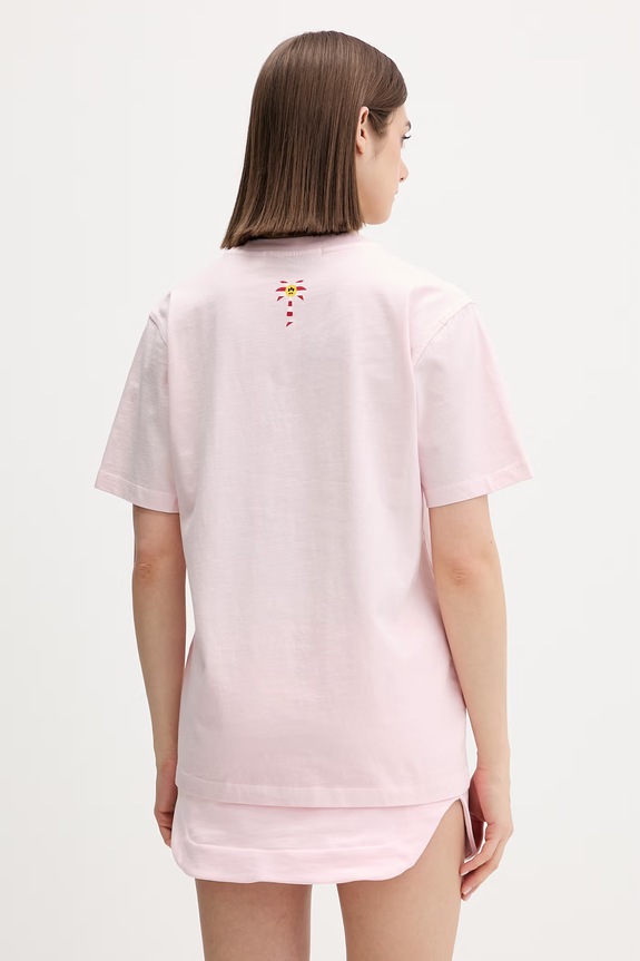 Barrow T-shirt bawełniany S6BWUATH019 różowy