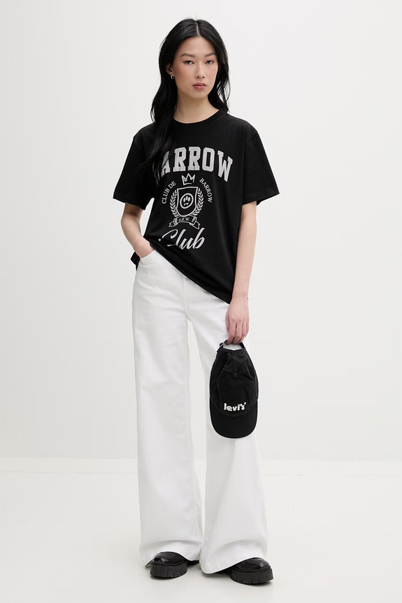 Barrow T-shirt bawełniany S6BWUATH019 czarny SS26