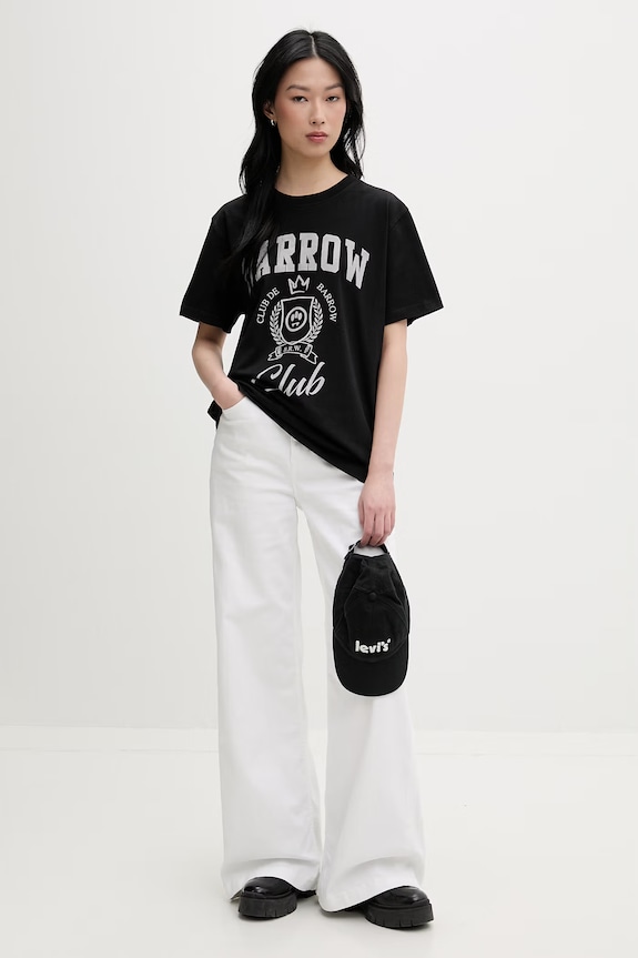 Barrow T-shirt bawełniany S6BWUATH019 czarny SS26
