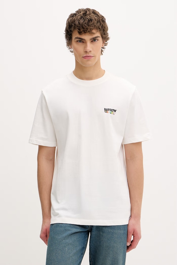 Barrow t-shirt bawełniany S6BWUATH032 biały SS26