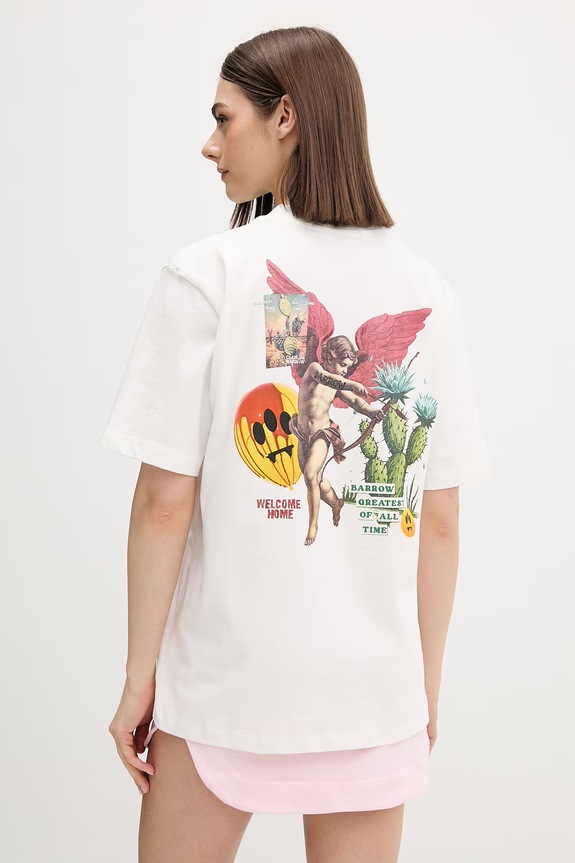 Odzież Barrow t-shirt bawełniany S6BWUATH032 biały