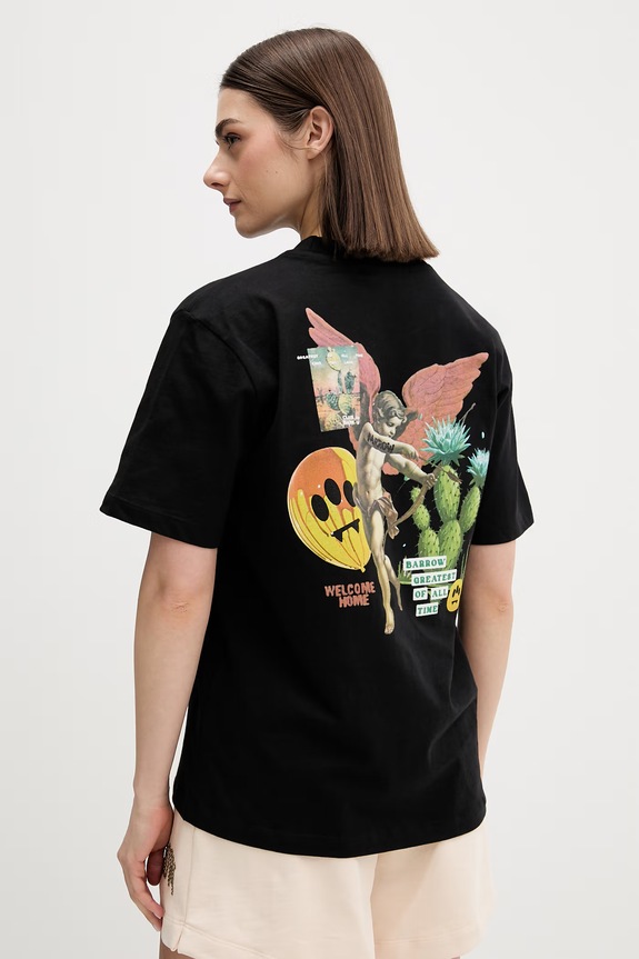 Barrow t-shirt bawełniany S6BWUATH032 czarny
