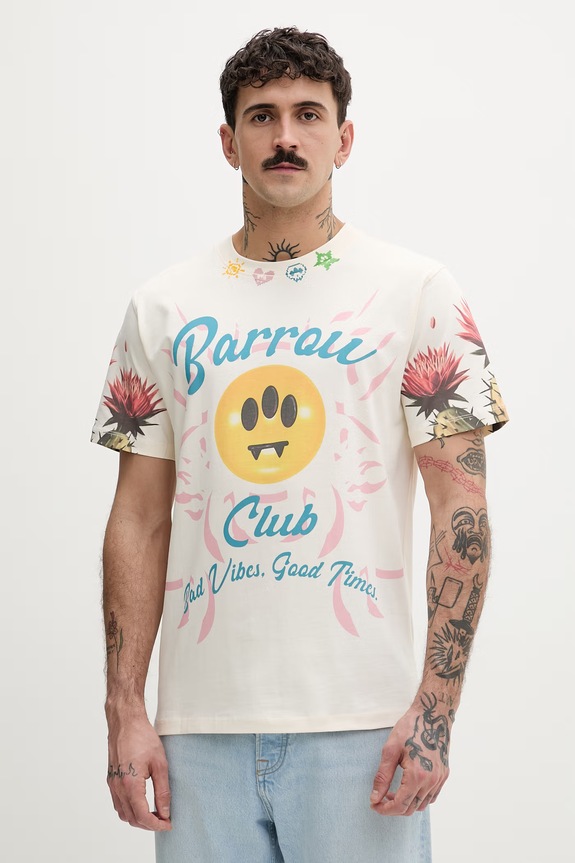 Barrow t-shirt bawełniany beżowy S6BWUATH069
