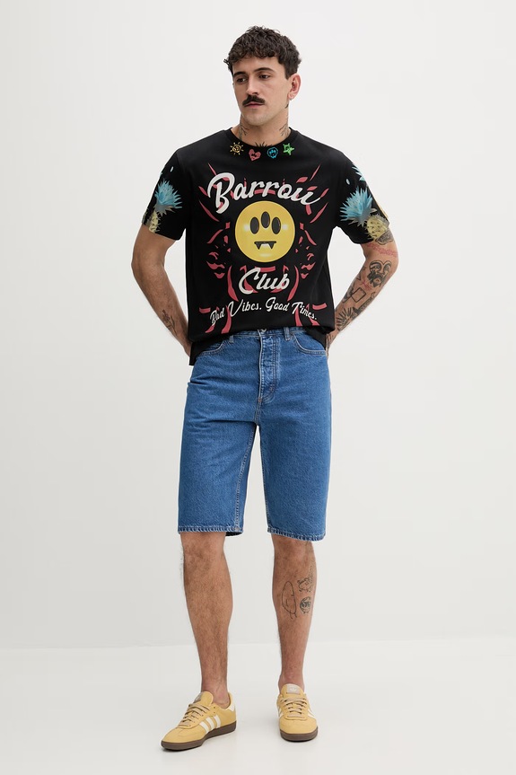 Barrow t-shirt bawełniany S6BWUATH069 czarny SS26