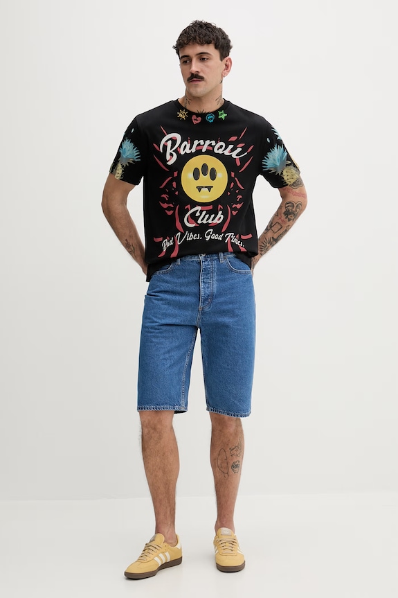 Barrow t-shirt bawełniany S6BWUATH069 czarny SS26