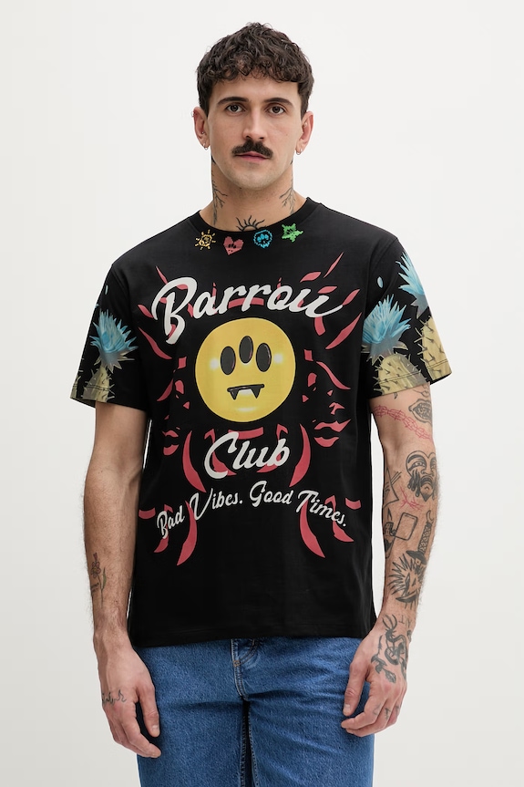 Barrow t-shirt bawełniany czarny S6BWUATH069