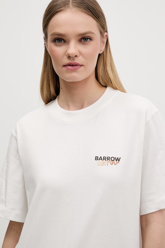 Βαμβακερό μπλουζάκι Barrow S6BWUATH076 μπεζ