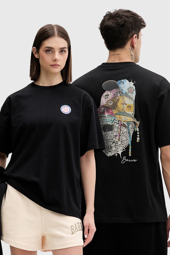 Barrow t-shirt oversize bawełniany czarny S6BWUATH137