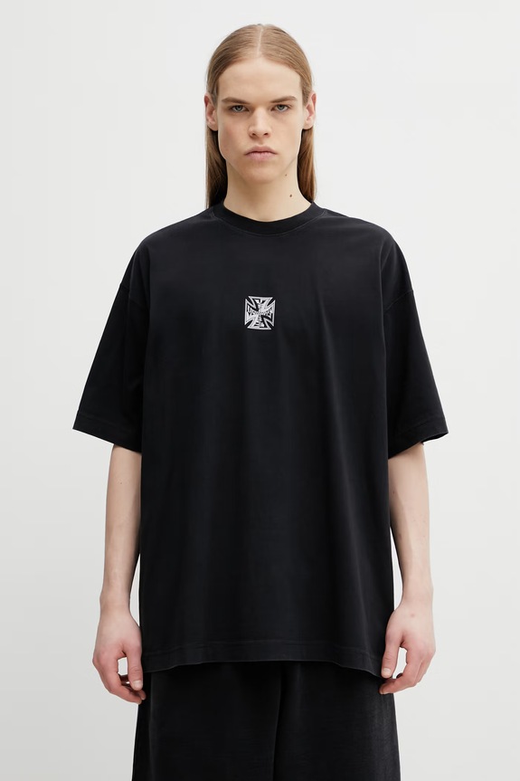 VETEMENTS t-shirt bawełniany Biker Cross nadruk czarny ME76TR162B
