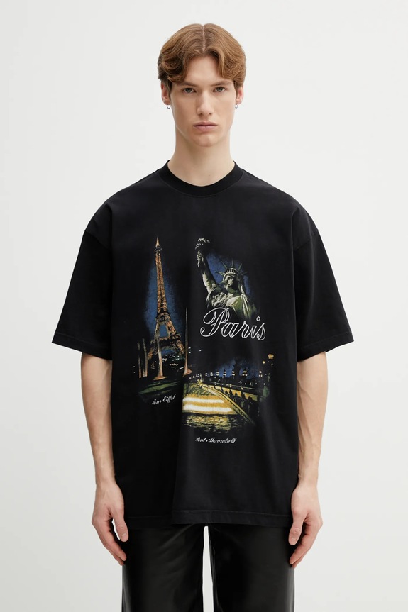 Хлопковая футболка VETEMENTS Paris Tourist печать чёрный ME76TR244B