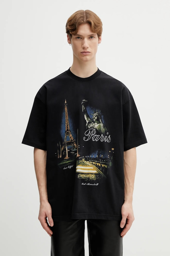 Хлопковая футболка VETEMENTS Paris Tourist печать чёрный ME76TR244B