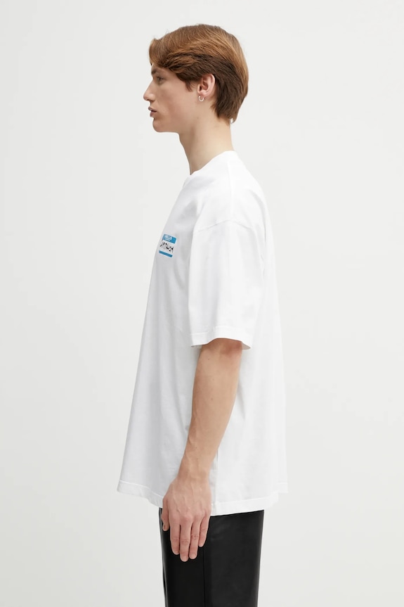 Oblečenie Bavlnené tričko VETEMENTS Sticker ME76TR227W biela