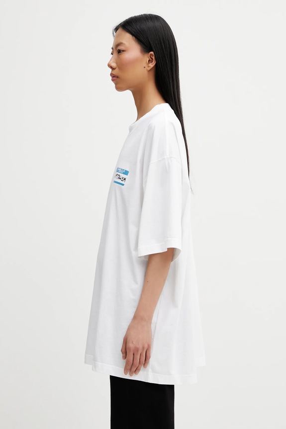 Bavlněné tričko VETEMENTS Sticker bílá ME76TR227W