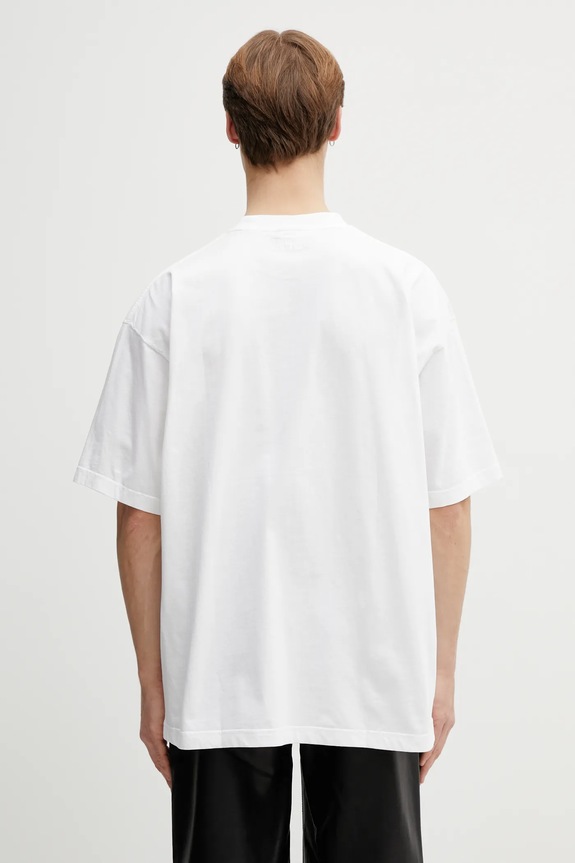 Bavlněné tričko VETEMENTS Sticker ME76TR227W bílá