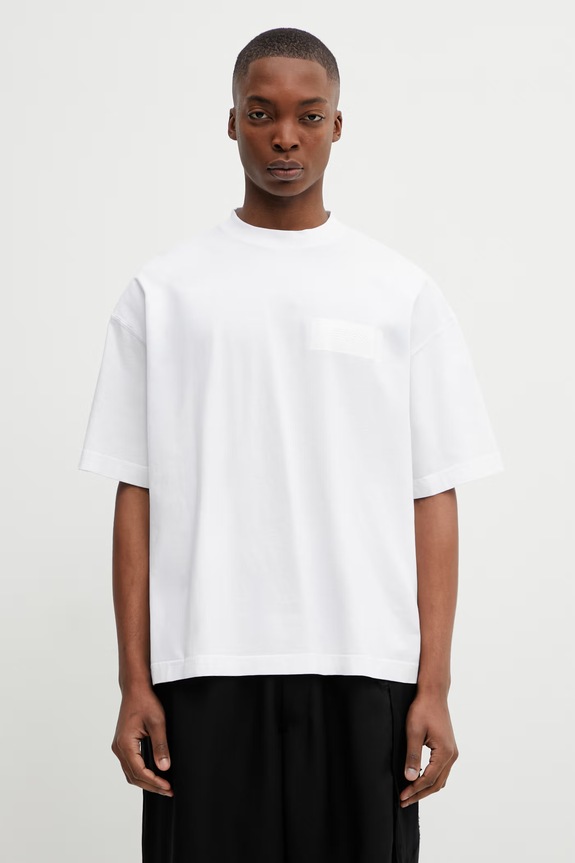 VETEMENTS t-shirt bawełniany Taped Logo bawełna biały ME76TR150W