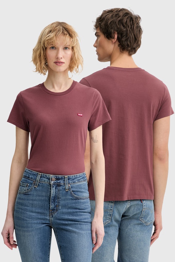 Βαμβακερό μπλουζάκι Levi's LSE_PERFECT κανονικό μπορντό A3116.0039