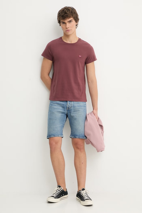 Βαμβακερό μπλουζάκι Levi's LSE_PERFECT A3116.0039 μπορντό SS26